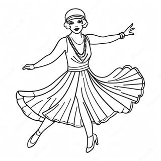 1920s Flapper Girl Dancing Coloring Page 54062-43572