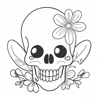 Cute Love Skull With Flowers Coloring Page 54113-43615