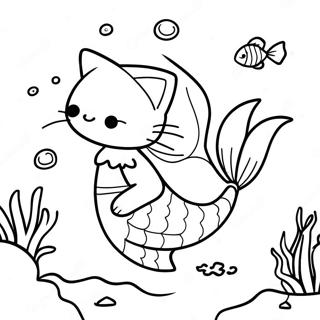 Mermaid Cat Coloring Pages