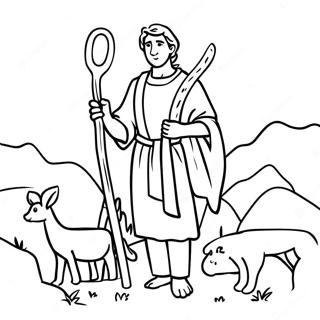 Shepherd And Sheep Coloring Pages