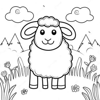 Cute Sheep In A Meadow Coloring Page 54133-43629