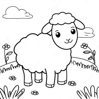 Cute Sheep In A Meadow Coloring Page 54133-43631