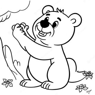 Grizzly The Bear Playing With Lemmings Coloring Page 54183-43669