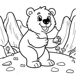 Grizzly The Bear Playing With Lemmings Coloring Page 54183-43670