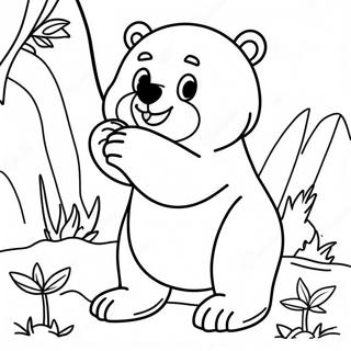 Grizzly The Bear Playing With Lemmings Coloring Page 54183-43671