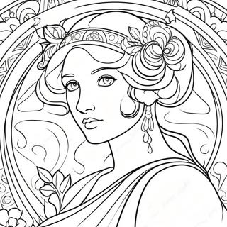 Alphonse Mucha Art Nouveau Coloring Page 54202-43678