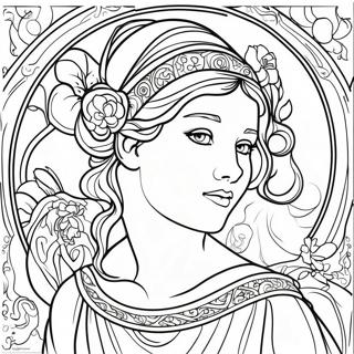 Alphonse Mucha Art Nouveau Coloring Page 54202-43680