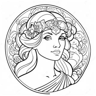 Elegant Alphonse Mucha Woman Coloring Page 54203-43690