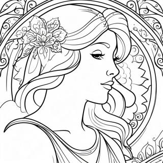 Elegant Alphonse Mucha Woman Coloring Page 54203-43691