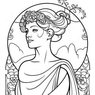 Elegant Alphonse Mucha Woman Coloring Page 54203-43692