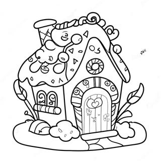 Festive Gingerbread House With Candy Decorations Coloring Page 54413-43850