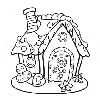 Festive Gingerbread House With Candy Decorations Coloring Page 54413-43851