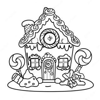 Festive Gingerbread House With Candy Decorations Coloring Page 54413-43852