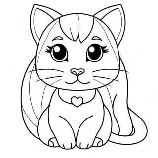 Barbie Cat Coloring Pages