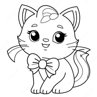 Cute Barbie Cat With Bow Coloring Page 54433-43869