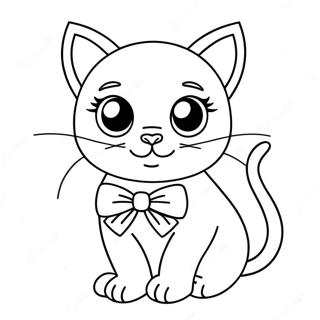 Cute Barbie Cat With Bow Coloring Page 54433-43872