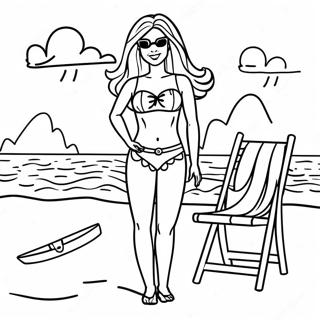 Summer Barbie Beach Day Coloring Page 54452-43879