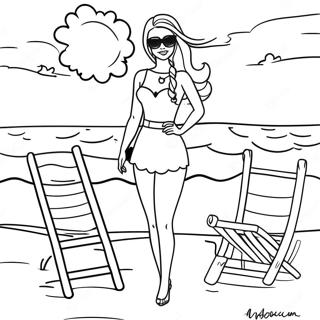 Summer Barbie Beach Day Coloring Page 54452-43880