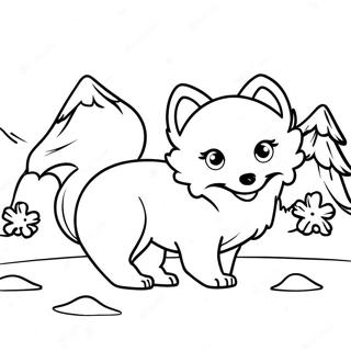 Playful Arctic Fox In Snow Coloring Page 54473-43920