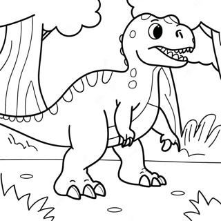 Cute Allosaurus In A Forest Coloring Page 54513-43942