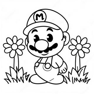 Smiling Mario Flower Coloring Page 54523-43939