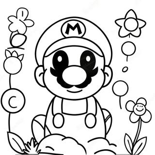 Smiling Mario Flower Coloring Page 54523-43940