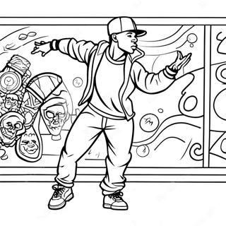 Retro Hip Hop Dancer Coloring Page 54603-44006