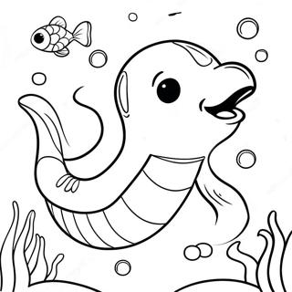 Cartoon Eel Swimming In Ocean Coloring Page 54653-44054