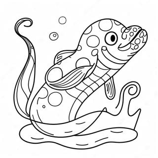 Cartoon Eel Swimming In Ocean Coloring Page 54653-44055