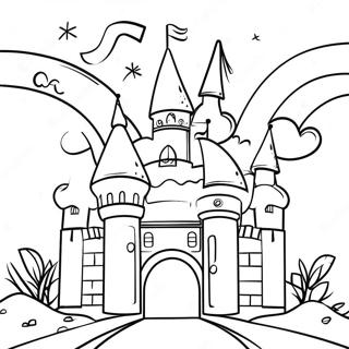 Sparkling Princess Rainbow Castle Coloring Page 54703-44097