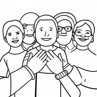 Diverse Citizens Holding Hands Coloring Page 54803-44166