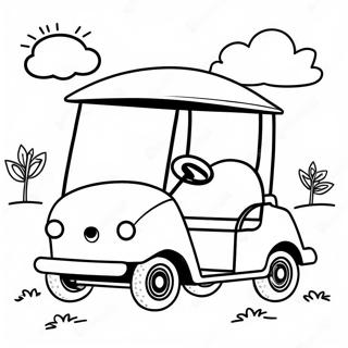 Cute Golf Cart Driving On The Course Coloring Page 54823-44178