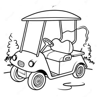 Cute Golf Cart Driving On The Course Coloring Page 54823-44179