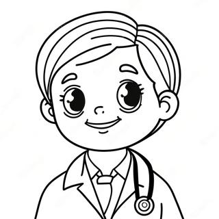 Cute Doctor With A Stethoscope Coloring Page 54883-44235