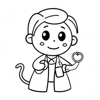 Cute Doctor With A Stethoscope Coloring Page 54883-44236