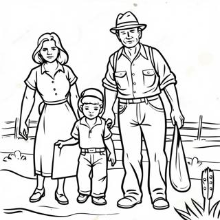 Dust Bowl Family In Struggle Coloring Page 54923-44250