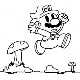 8 Bit Mario Jumping Over A Mushroom Coloring Page 5492-4546