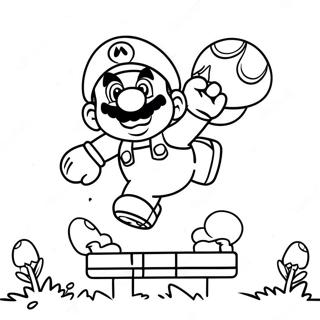 8 Bit Mario Jumping Over A Mushroom Coloring Page 5492-4548