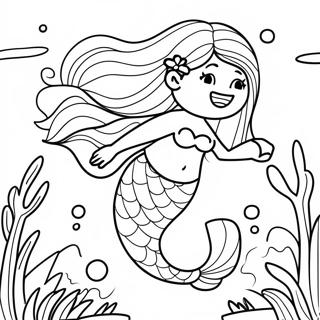 Mermaid Fantasy Scene Coloring Page 54932-44262