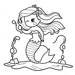 Mermaid Fantasy Scene Coloring Page 54932-44263