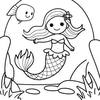 Mermaid Fantasy Scene Coloring Page 54932-44264