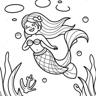 Elegant Mermaid Underwater Coloring Page 54933-44258