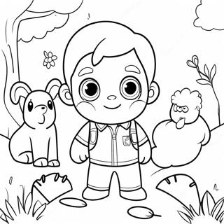 Liam With Friendly Animals Coloring Page 54993-44306