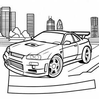 Nissan Skyline Gtr R34 Racing Scene Coloring Page 55053-44354