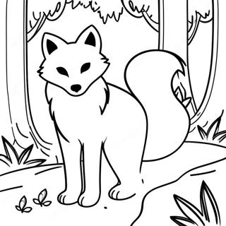 Beautiful Fox In A Forest Coloring Page 55092-44388