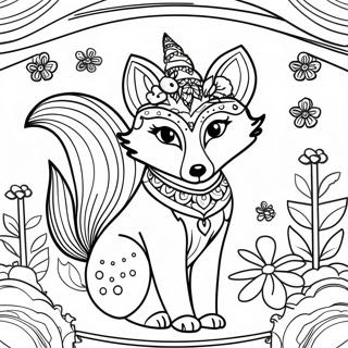 Elegant Fox With Flowers Coloring Page 55093-44393