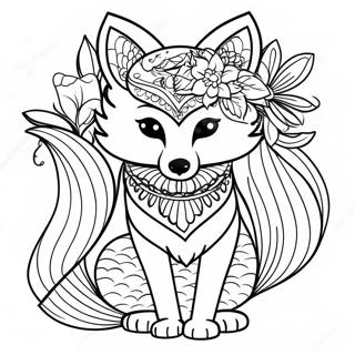 Elegant Fox With Flowers Coloring Page 55093-44394