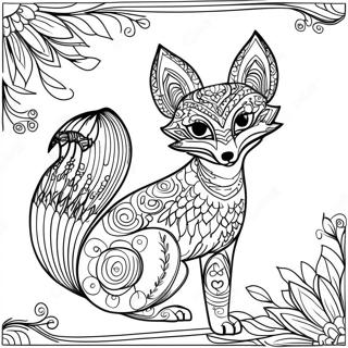 Elegant Fox With Flowers Coloring Page 55093-44395