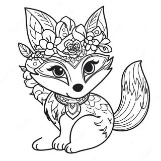 Elegant Fox With Flowers Coloring Page 55093-44396