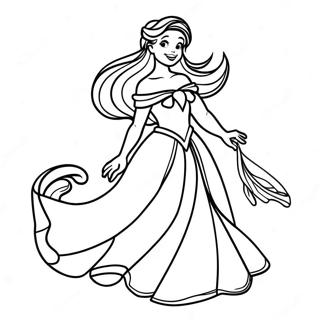 Ariel In A Beautiful Dress Coloring Page 55103-44397